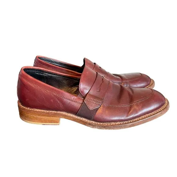 Donald J. Pliner Men’s Slip On Penny Loafers Red Leather Size 9.5