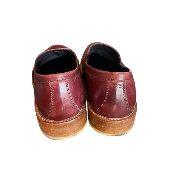 Donald J. Pliner Men’s Slip On Penny Loafers Red Leather Size 9.5