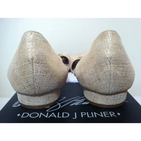 Donald J Pliner Nuri Ballet Peep Toe Flats Sandals Gold Metallic SIZE US 6 M