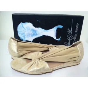 Donald J Pliner Nuri Ballet Peep Toe Flats Sandals Gold Metallic SIZE US 6 M