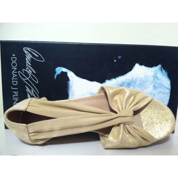 Donald J Pliner Nuri Ballet Peep Toe Flats Sandals Gold Metallic SIZE US 6 M