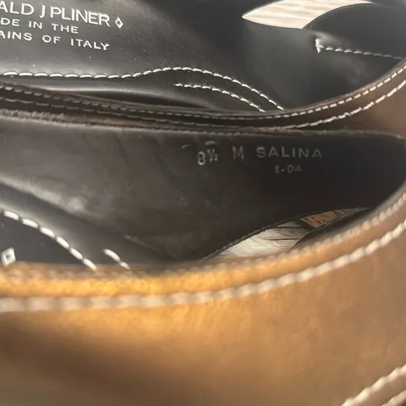 Donald J. Pliner Salina Metallic Open Toe Leather Cork Wedge Sandals 8.5