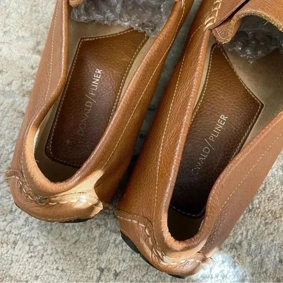 Donald Pliner Alondro Tan Leather Loafers Slip On Driving Shoes Camel Brown:11.5