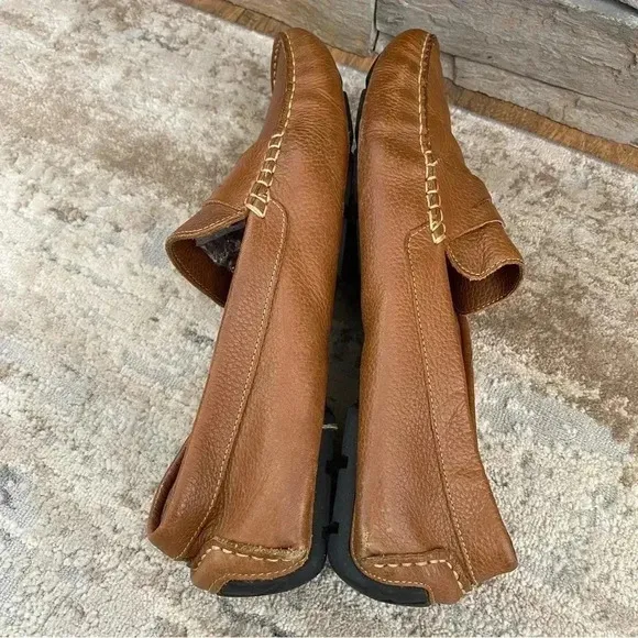Donald Pliner Alondro Tan Leather Loafers Slip On Driving Shoes Camel Brown:11.5
