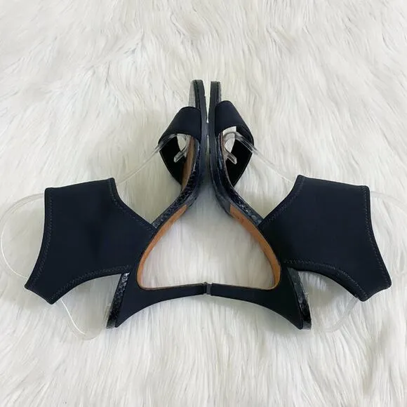 Donald Pliner Black Stiletto Open Toe Sandals Side Zip Women's US Size 8.5 EUC