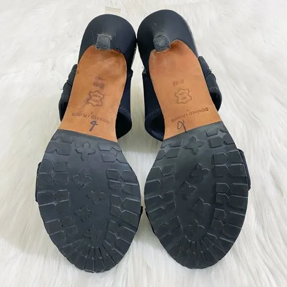 Donald Pliner Black Stiletto Open Toe Sandals Side Zip Women's US Size 8.5 EUC