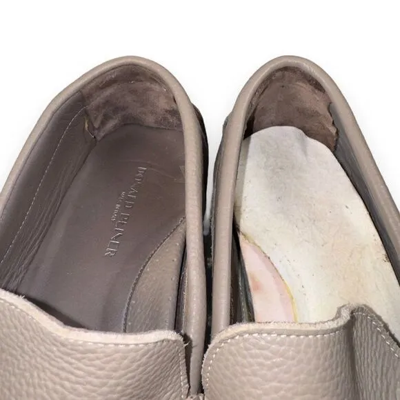 Donald Pliner Dacio Horse Bit Driving Leather Loafers Beige Men's 13