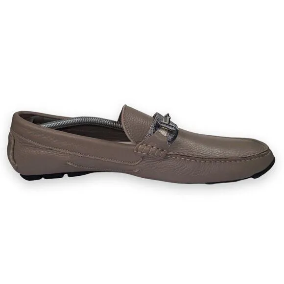 Donald Pliner Dacio Horse Bit Driving Leather Loafers Beige Men's 13