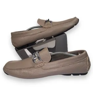 Donald Pliner Dacio Horse Bit Driving Leather Loafers Beige Men's 13