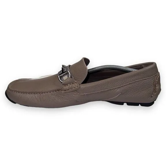 Donald Pliner Dacio Horse Bit Driving Leather Loafers Beige Men's 13
