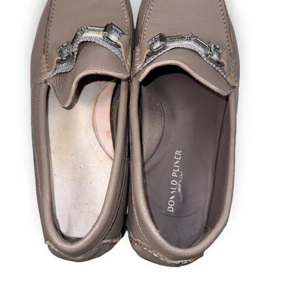 Donald Pliner Dacio Horse Bit Driving Leather Loafers Beige Men's 13