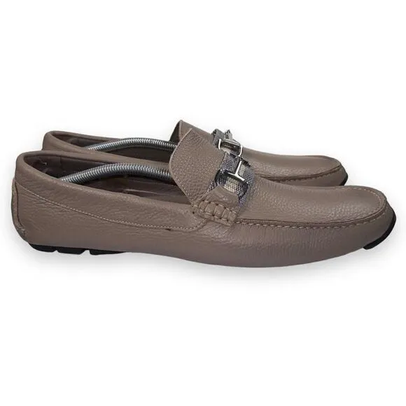 Donald Pliner Dacio Horse Bit Driving Leather Loafers Beige Men's 13