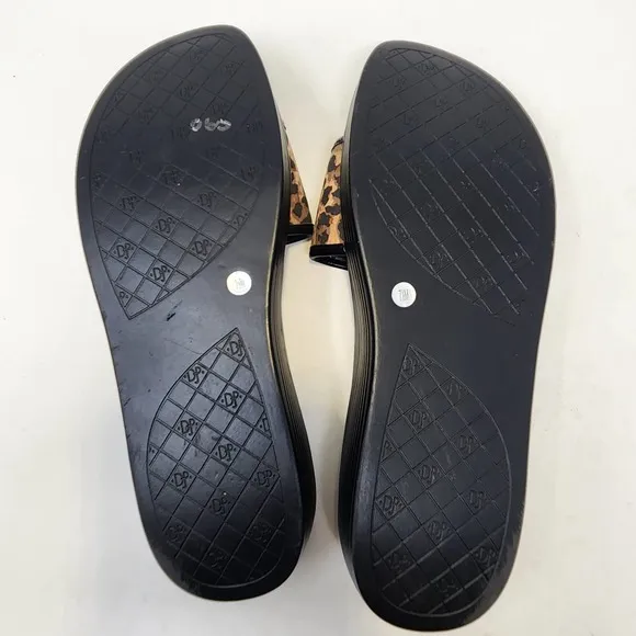 Donald Pliner Fiji Leopard Print Cork Slide Sandals 7.5M Brown Black Platform