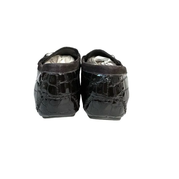 Donald Pliner Filo Loafers Brown Patent Leather  Driving Shoes Flats Womens