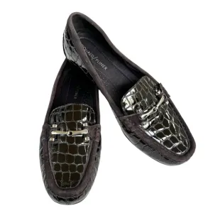 Donald Pliner Filo Loafers Brown Patent Leather  Driving Shoes Flats Womens