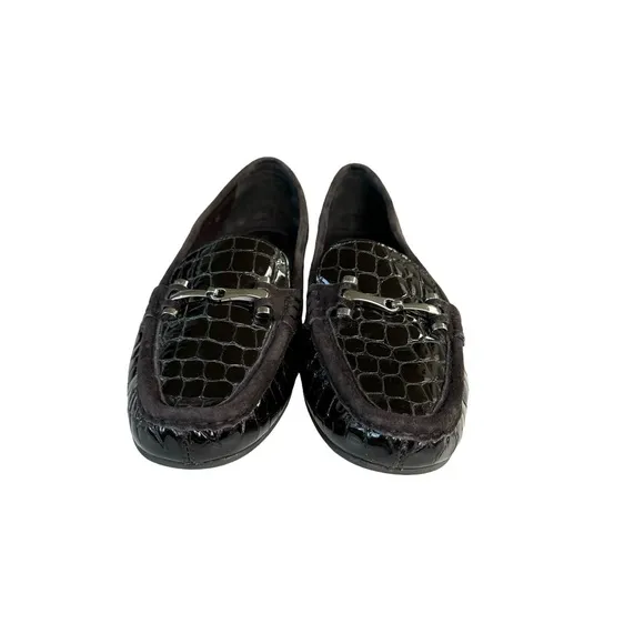 Donald Pliner Filo Loafers Brown Patent Leather  Driving Shoes Flats Womens