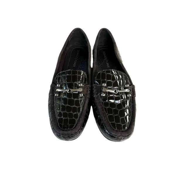 Donald Pliner Filo Loafers Brown Patent Leather  Driving Shoes Flats Womens