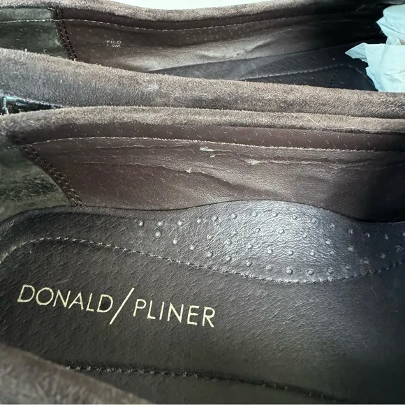 Donald Pliner Filo Loafers Brown Patent Leather  Driving Shoes Flats Womens