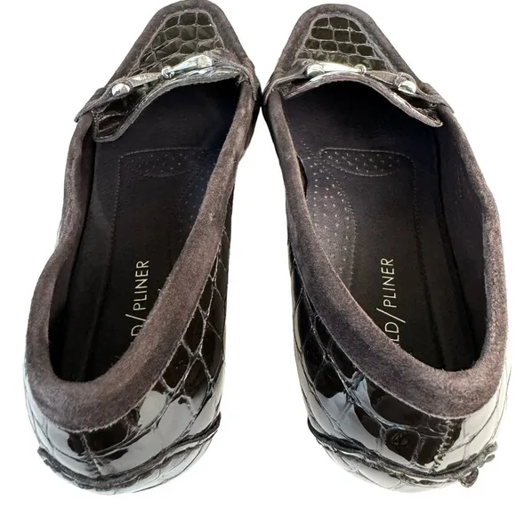 Donald Pliner Filo Loafers Brown Patent Leather  Driving Shoes Flats Womens
