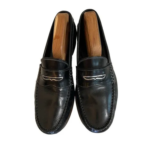 Donald Pliner Miles Box Calf Leather Slip-on Penny Loafers Black Size 9