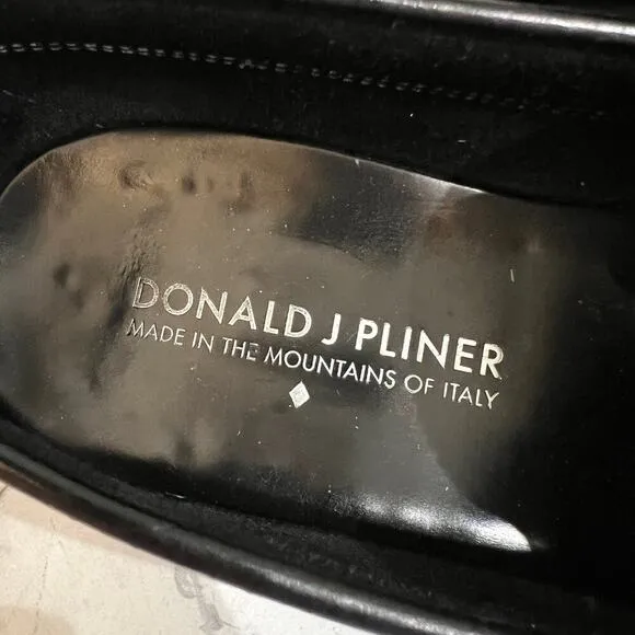 Donald Pliner Miles Box Calf Leather Slip-on Penny Loafers Black Size 9
