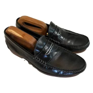 Donald Pliner Miles Box Calf Leather Slip-on Penny Loafers Black Size 9