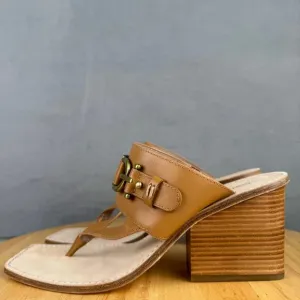 Donald Pliner Mimi Leather Harness Heeled Slide Sandals Women’s Size 8.5M US