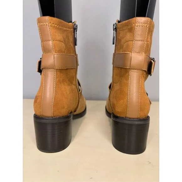 Donald Pliner Women's Darby Suede Buckle Zip Mid-Calf Boots Brown Size 7 NWOT