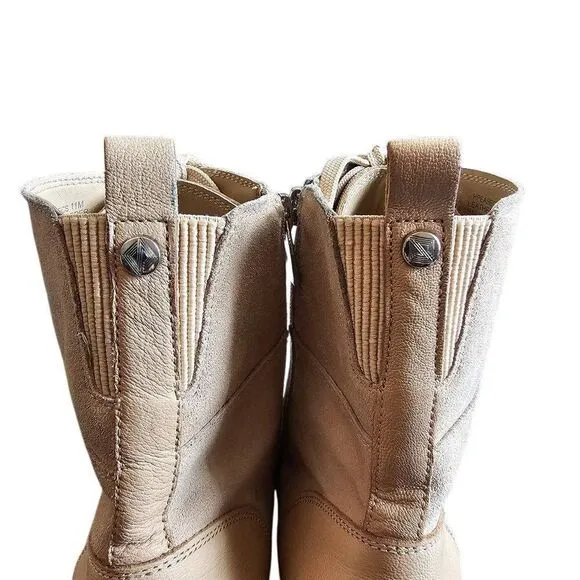 DONALD J PLINER Cald Suede Sand Ankle Moto Combat Biker Boots Grunge Chunky Stea