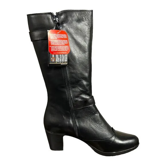 Dorking Womens EU 41 US 11 Camino Mid Calf Boots Black Leather *NEW with DEFECT