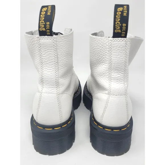Dr. Doc Martens Sinclair Women's 8 Boots White Leather Chunky Platform Front Zip