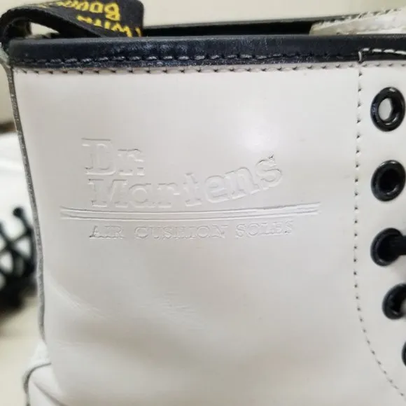 Dr Marten 7 White Chunky Boots Lace Up Lug Sole MIE High Tops