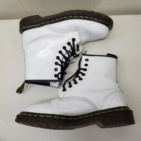 Dr Marten 7 White Chunky Boots Lace Up Lug Sole MIE High Tops
