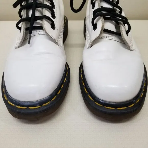 Dr Marten 7 White Chunky Boots Lace Up Lug Sole MIE High Tops