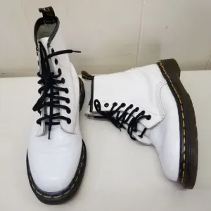 Dr Marten 7 White Chunky Boots Lace Up Lug Sole MIE High Tops