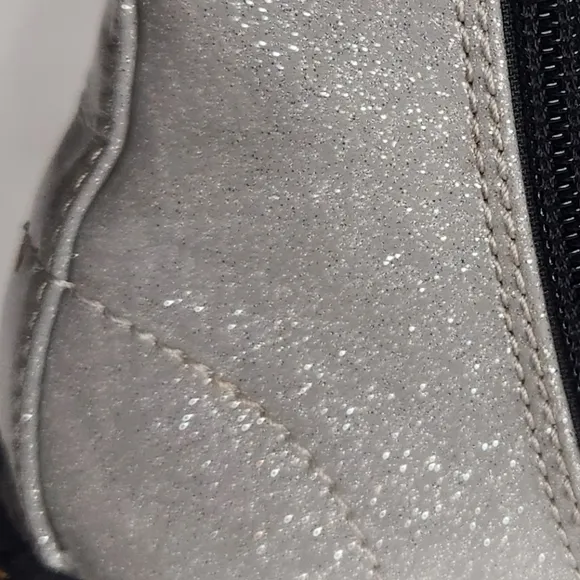 Dr. Martens 1460 AirWair Coated Silver Glitter Lace Up Chunky Moto Boots Size 13