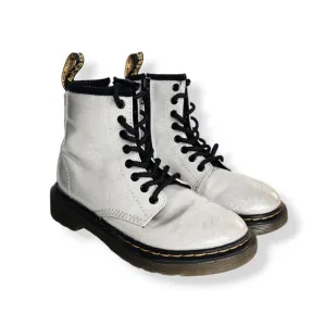 Dr. Martens 1460 AirWair Coated Silver Glitter Lace Up Chunky Moto Boots Size 13