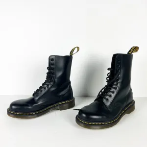 Dr Martens 1490 Smooth Leather Mid Calf Boots Black broken in Size US womens 8