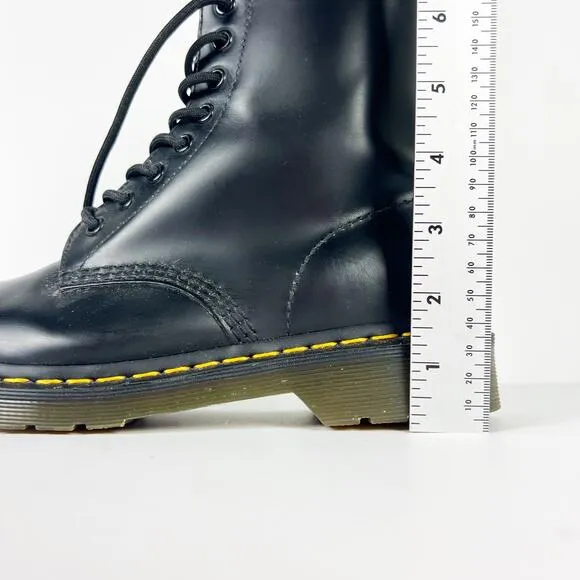 Dr Martens 1490 Smooth Leather Mid Calf Boots Black broken in Size US womens 8