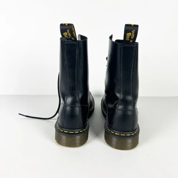 Dr Martens 1490 Smooth Leather Mid Calf Boots Black broken in Size US womens 8