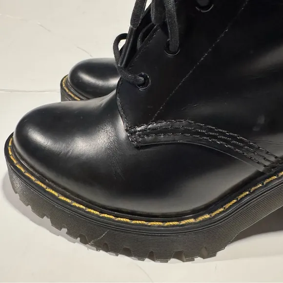 Dr. Martens Black Combat Boots with Chunky Sole Size 6