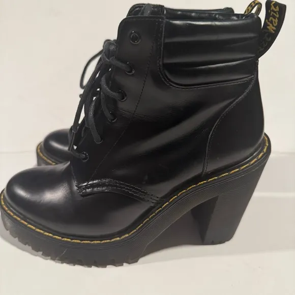 Dr. Martens Black Combat Boots with Chunky Sole Size 6