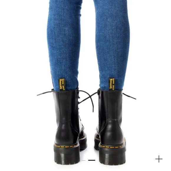 Dr. Martens Black Combat Boots with Yellow Stitching