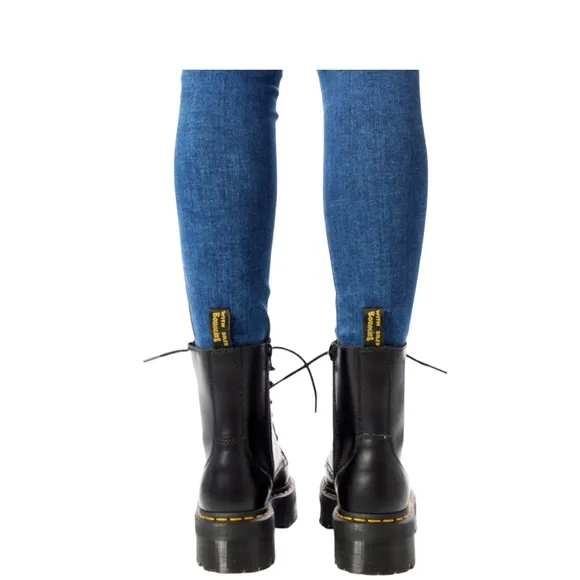 Dr. Martens Black Combat Boots with Yellow Stitching