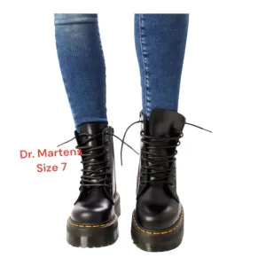 Dr. Martens Black Combat Boots with Yellow Stitching