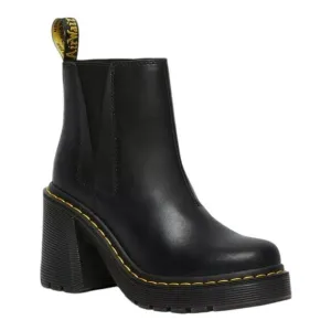 Dr Martens Boots WMNS 10 Black Spence Leather Flared Heel Chelsea Chunky