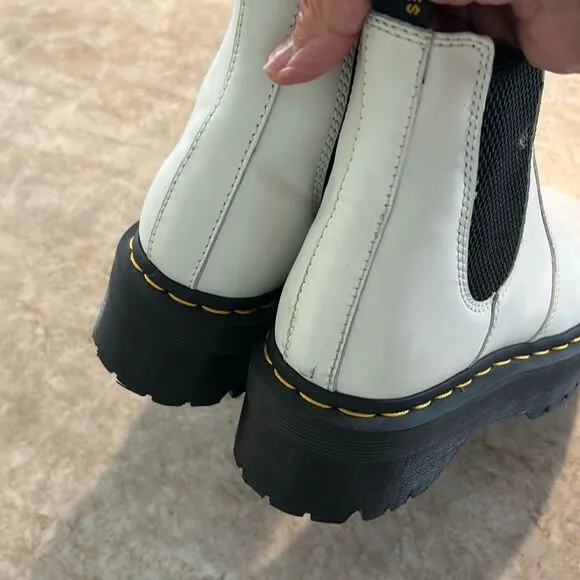 Dr Martens Chelsea White Platform Ankle Boots