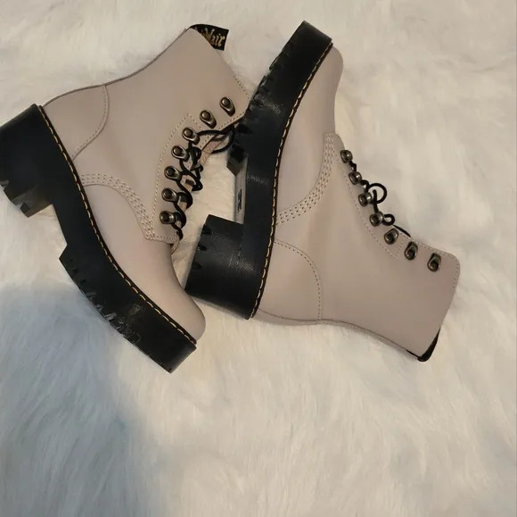 Dr. Martens Cream Combat Boots with Chunky Sole