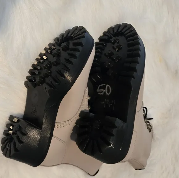 Dr. Martens Cream Combat Boots with Chunky Sole