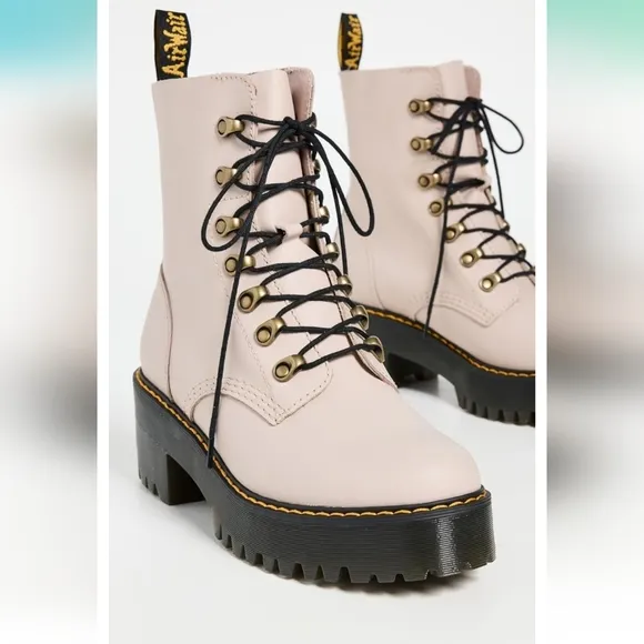 Dr. Martens Cream Combat Boots with Chunky Sole